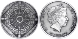 360 20 Dollars, 2015, Temple Of Heaven - Beijing, 999er Silber, 100g, Antik Finish, Eingeschweißt, Etui Mit OVP Und Zert - Cookeilanden