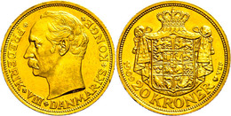 363 20 Kronen, Gold, 1909, Frederik VIII., Fb. 297, Wz. Rf., Vz+. - Dänemark