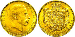 364 20 Kronen, Gold, 1916, Christian X., Fb. 299, Vz+.  Vz - Danemark
