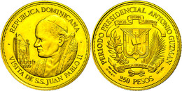 366 250 Pesos, 1979, Auf Den Papstbesuch, KM 56, Schön 50, 27,99g Fein. Auflage Nur 1.000 Stück, Angelaufen, PP.  PP - Dominican Republic
