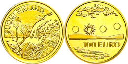 381 100 Euro, Gold, 2002, Mitternachtssonne, Fb. 15, In Kapsel, PP.  PP - Finnland