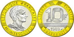 385 10 Francs, Bimetall Gold/Palladium, 1989, Montesquieu, Fb. 610, Mit Zertifikat Im Etui, PP. Auflage Max. 5000 Exempl - Sonstige & Ohne Zuordnung