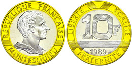 386 10 Francs, Gold/Palladium, 1989, Montesquieu, Fb. 610, Mit Zertifikat Im Etui, Berührte PP. Auflage Max. 5000 Exempl - Andere & Zonder Classificatie