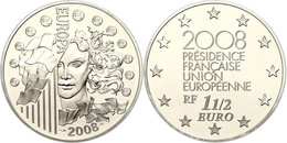 405 1,5 Euro, 2008, Europäische Währungsunion, KM 1527, Schön 962 Im Etui Mit OVP Und Zertifikat, Angelaufen, PP. Auflag - Other & Unclassified