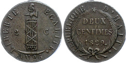 462 2 Centimes, AN 26, 1829, KM A22, Ss.  Ss - Haïti