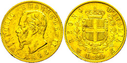 469 20 Lire, Gold, 1863, Vittorio Emanuele II., Fb. 11, Kl. Kr. Und Rf., Ss.  Ss - Other & Unclassified