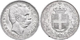 470 5 Lira, 1878, Umberto I., KM 20, Randfehler, Kratzer, Ss.  Ss - Andere & Zonder Classificatie