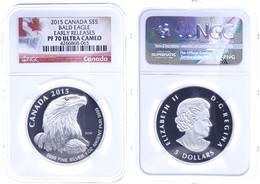 512 5 Dollars, 2015, Bald Eagle, In Slab Der NGC Mit Der Bewertung PF70 Ultra Cameo, Early Releases, Flag Label. - Canada