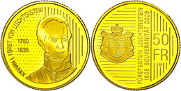 526 50 Franken, Gold, 2006, 200 Jahre Souveränität, Fb. 26, In Kapsel, PP.  PP - Liechtenstein