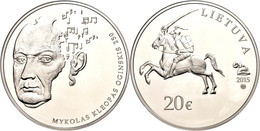 528 20 Euro, 2015, Mykolas Kelopas Oginskis, Im Papieretui Mit Kapsel Und Zertifikat, Angelaufen, PP. Auflage Nur 3.000  - Lithuania