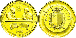 533 50 Euro, Gold, 2015, 25 Jahre Des Endes Des Kalten Krieges - Gipfeltreffen G. W. Bush  Und M. Gorbachev, Schön 170,  - Malta