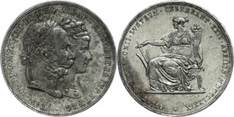 580 Doppelgulden, 1879, Franz Joseph I., Zur Silbernen Hochzeit, J. 369, Wz. Rf., Vz.  Vz - Oesterreich