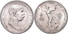 582 5 Kronen, 1908, Franz Joseph I., Zum 60. Regierungsjubiläum, J. 397, Kl. Rf., Vz.  Vz - Oesterreich