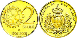 623 2 Scudi, Gold, 2005, 100 Jahre Rotary International, Mit Zertifikat In Ausgabeschatulle Und OVP, PP.  PP - Andere & Zonder Classificatie