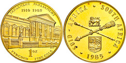 636 1 Unze, Gold, 1985, Parlamentsgebäude In Kapstadt, Fb. 13, In Kapsel, PP. Selten!  PP - Südafrika