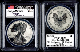 673 1 Dollar, 2012, S, Silver Eagle, In Slab Der PCGS Mit Der Bewertung PR70, 75. Jahrestag SF Mint Set, Reverse Proof,  - Autres & Non Classés