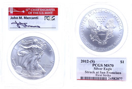 677 1 Dollar, 2012, Silver Eagle, In Slab Der PCGS Mit Der Bewertung MS70, Stuck At San Francisco, First Strike, Bridge  - Andere & Zonder Classificatie