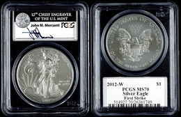 679 1 Dollar, 2012, W, Silver Eagle, In Slab Der PCGS Mit Der Bewertung MS70, First Strike, John M. Mercanti Label. - Andere & Zonder Classificatie