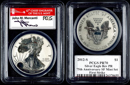 691 Dollar, 2012, S, Silver Eagle, In Slab Der PCGS Mit Der Bewertung PR70DCAM, 75. Jahrestag SF Mint Set, Reverse Proof - Other & Unclassified