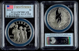 721 1 Dollar, 2014, P, Civil Rights Act, In Slab Der PCGS Mit Der Bewertung PR70DCAM, First Strike, Flag Label. - Sonstige & Ohne Zuordnung