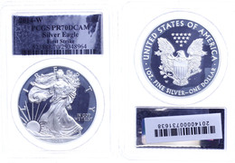 729 1 Dollar, 2014, W, Silver Eagle, In Slab Der PCGS Mit Der Bewertung PR70DCAM, First Strike, Silver Foil Label. - Other & Unclassified