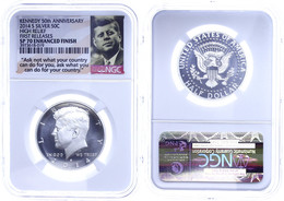 735 1/2 Dollar, 2014, S, Kennedy, In Slab Der NGC Mit Der Bewertung SP70, Enhanced Finish, High Relief, First Releases,  - Sonstige & Ohne Zuordnung