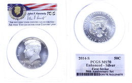 736 1/2 Dollar, 2014, S, Kennedy, In Slab Der PCGS Mit Der Bewertung MS70, Enhanced-Silver, First Strike. - Andere & Zonder Classificatie