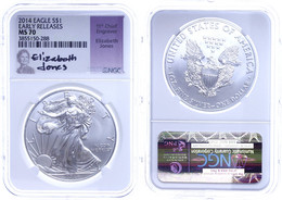 742 Dollar, 2014, Silver Eagle, In Slab Der NGC Mit Der Bewertung MS70, Early Releases, Elizabeth Jones Label. - Andere & Zonder Classificatie