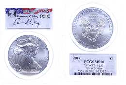 757 1 Dollar, 2015, W, Silver Eagle, In Slab Der PCGS Mit Der Bewertung MS70, First Strike, Edmund C. Moy Label. - Sonstige & Ohne Zuordnung