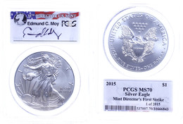 758 1 Dollar, 2015, W, Silver Eagle, In Slab Der PCGS Mit Der Bewertung MS70, Mint Director's First Strike 1 Of 2015, Ed - Andere & Zonder Classificatie