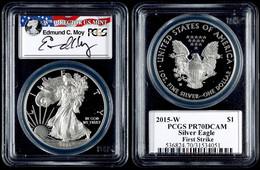 759 1 Dollar, 2015, W, Silver Eagle, In Slab Der PCGS Mit Der Bewertung PR70DCAM, First Strike, Edmund C. Moy Label - Andere & Zonder Classificatie