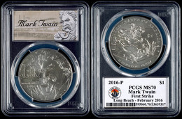 774 1 Dollar, 2016, P, Mark Twain, In Slab Der PCGS Mit Der Bewertung MS70, First Strike, Long Beach - Februar, Mark Twa - Sonstige & Ohne Zuordnung