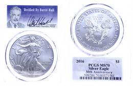 780 1 Dollar, 2016, Silver Eagle, In Slab Der PCGS Mit Der Bewertung MS70, David Hall Label. - Sonstige & Ohne Zuordnung