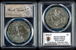 787 Dollar, 2016, P, Mark Twain, In Slab Der PCGS Mit Der Bewertung MS70, First Strike, Long Beach - Februar, Mark Twain - Other & Unclassified