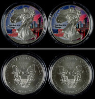 794 Set Zu 2 X 1 Dollar, 2016, Silver Eagle - Coin Show Tampa 2016, Je 1 Unze Silber, Coloriert, Nur In Kapsel, St  St - Other & Unclassified
