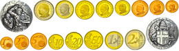 799 1 Cent Bis 2 Euro, 2002, Euro-KMS, Johannes Paul II., KMS Mit Silbermedaille, Mit Zertifikat (beschriftet) In Ausgab - Vatikan
