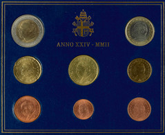 800 1 Cent Bis 2 Euro, 2002, Euro-KMS, Papst Johannes Paul II., Im Folder, St.  St - Vatikan