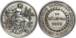 828 Köln, Bronzemedaille Versilbert (33 Mm, 17,5 G), 1888, Internationale Gartenbau-Ausstellung, Av: Frau Mit Blumen Und - Autres & Non Classés