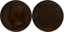 889 Frankreich, Louis Philippe I., Bronzemedaille (Durchmesser Ca. 52mm, 62,52g),1842, Von Barre, Auf Das Eisenbahnviadu - Andere & Zonder Classificatie