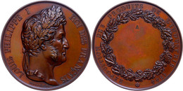 892 Frankreich, Louis Philippe I., Bronzemedaille (Dm. Ca. 56,90mm, Ca. 89,12g), 1844, Von Depaulis. Av: Kopf Nach Recht - Other & Unclassified