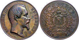 904 Frankreich, Napoleon III., Kupfermedaille (Dm. Ca. 60mm, Ca. 109,56g), 1855, Napoleon III.. Av: Kopf Nach Rechts, Da - Sonstige & Ohne Zuordnung