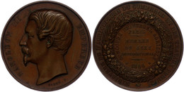 906 Frankreich, Napoleon III., Bronzemedaille (Dm. Ca. 50,80mm, Ca. 62,61g), 1856, Von F. Caqué. Av: Kopf Nach Links, Da - Andere & Zonder Classificatie