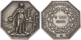 911 Frankreich, Oktogonales Silberjeton (ca. 36x36,10mm, Ca. 20,69g), 1859, Société Générale De Crédit Industriel Et Com - Sonstige & Ohne Zuordnung