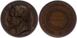 928 Frankreich, Napoleon III., Bronzemedaille (Dm. Ca. 32mm, Ca. 9,54g), 1869, Von Borrel. Av: Kopf Nach Links, Darum Um - Other & Unclassified