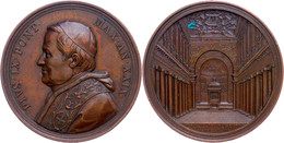 943 Vatikan, Pius IX., Bronzemedaille (Dm. Ca. 44mm, Ca. 34,67g), 1874, Von Bianchi, Auf Den Abschluss Der Restaurierung - Andere & Zonder Classificatie