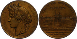 945 Frankreich, Bronzemedaille (Dm. Ca. 51mm, Ca. 57,63g), 1878, Von Oudiné, Auf Die Ausstellung In Paris 1878. Av: Kopf - Andere & Zonder Classificatie
