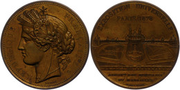 945 Frankreich, Bronzemedaille (Dm. Ca. 51mm, Ca. 57,63g), 1878, Von Oudiné, Auf Die Ausstellung In Paris 1878. Av: Kopf - Other & Unclassified