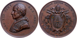 950 Vatikan, Leo XIII., Bronzemedaille (Dm. Ca. 44,00mm, Ca. 39,20g), 1878, Auf Die Papstwahl. Av: Brustbild Nach Links, - Andere & Zonder Classificatie