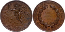 955 Frankreich, Bronzemedaille (Dm. Ca. 56,20mm, Ca. 84,44g), 1883, Unsigniert. Av: Schwebender Genius Mit Zwei Fackeln  - Andere & Zonder Classificatie