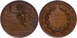 955 Frankreich, Bronzemedaille (Dm. Ca. 56,20mm, Ca. 84,44g), 1883, Unsigniert. Av: Schwebender Genius Mit Zwei Fackeln  - Other & Unclassified